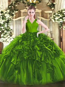 Organza Sleeveless Floor Length Quinceanera Gown and Ruffles