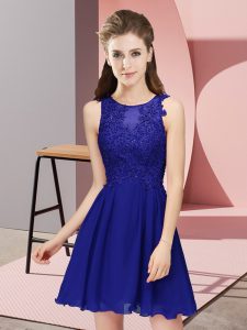 Ideal Royal Blue Sleeveless Appliques Mini Length Quinceanera Dama Dress