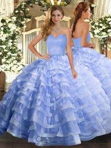 Floor Length Light Blue Sweet 16 Quinceanera Dress Sweetheart Sleeveless Lace Up