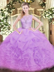 High Quality Floor Length Ball Gowns Sleeveless Lilac Sweet 16 Quinceanera Dress Backless