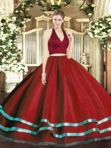 Wine Red Zipper Sweet 16 Quinceanera Dress Ruffled Layers Sleeveless Floor Length