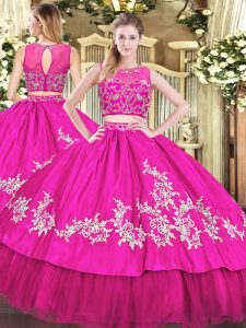 Ideal Tulle Sleeveless Floor Length Quinceanera Gowns and Beading and Appliques