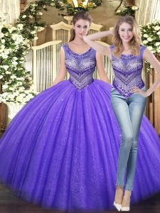 Fine Sleeveless Lace Up Floor Length Beading Vestidos de Quinceanera