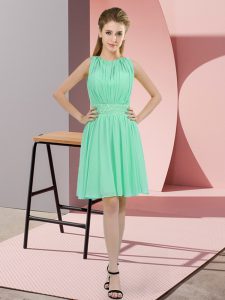 Knee Length Apple Green Dama Dress for Quinceanera Scoop Sleeveless Zipper