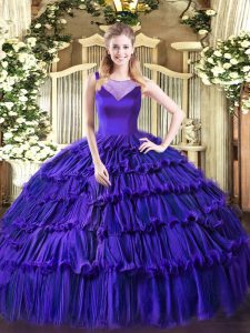 Excellent Floor Length Purple Quinceanera Dress Sweetheart Sleeveless Side Zipper