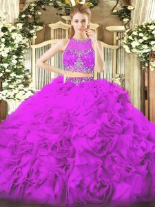 Ball Gowns Ball Gown Prom Dress Lilac Scoop Fabric With Rolling Flowers Sleeveless Floor Length Zipper