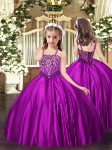 High Quality Sleeveless Beading Lace Up Pageant Gowns For Girls