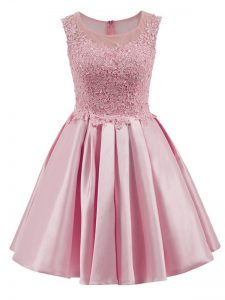 Cheap Baby Pink Sleeveless Mini Length Lace Zipper Quinceanera Court Dresses