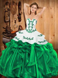 Modern Floor Length Ball Gowns Sleeveless Green Ball Gown Prom Dress Lace Up