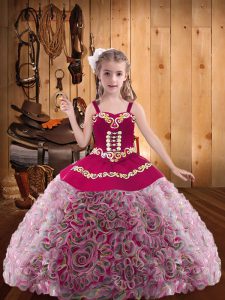 Floor Length Multi-color Little Girls Pageant Dress Wholesale Straps Sleeveless Zipper