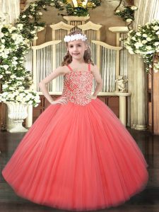 Sleeveless Lace Up Floor Length Beading Winning Pageant Gowns