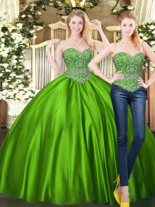 Customized Floor Length Green 15 Quinceanera Dress Sweetheart Sleeveless Lace Up