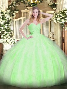 Ball Gowns Organza Sweetheart Sleeveless Beading and Ruffles Floor Length Lace Up Quinceanera Dresses