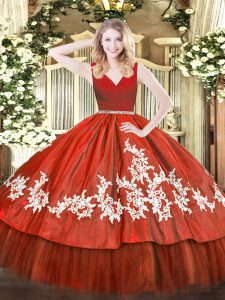 Wine Red Sweet 16 Dresses Military Ball and Sweet 16 and Quinceanera with Beading and Appliques V-neck Sleeveless Zipper