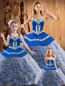 Multi-color Sleeveless Embroidery Lace Up 15 Quinceanera Dress