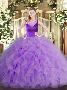 Super Sleeveless Beading and Ruffles Side Zipper Quinceanera Dress