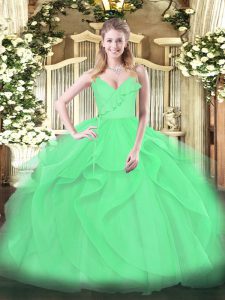 Floor Length Green Sweet 16 Dress Spaghetti Straps Sleeveless Zipper