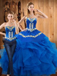 Admirable Sleeveless Lace Up Floor Length Embroidery and Ruffles Vestidos de Quinceanera