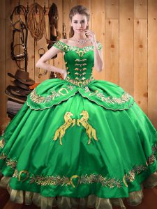 Floor Length Ball Gowns Sleeveless Green Quinceanera Dress Lace Up