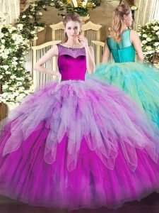 Floor Length Multi-color Sweet 16 Quinceanera Dress Scoop Sleeveless Zipper