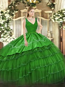 Traditional Sleeveless Satin and Tulle Zipper Quinceanera Gowns for Sweet 16 and Quinceanera