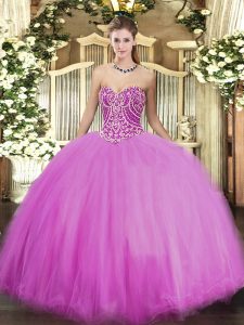 Floor Length Lilac Sweet 16 Dress Sweetheart Sleeveless Lace Up