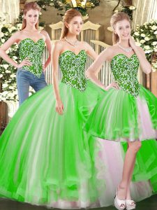 High Quality Sleeveless Tulle Lace Up 15 Quinceanera Dress for Military Ball and Sweet 16 and Quinceanera