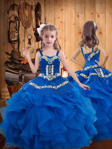 Sleeveless Embroidery and Ruffles Lace Up Pageant Dress