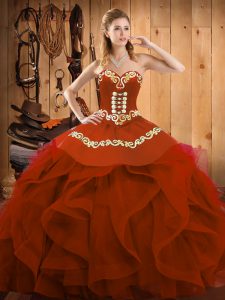 Pretty Sweetheart Sleeveless Organza Sweet 16 Quinceanera Dress Embroidery and Ruffles Lace Up