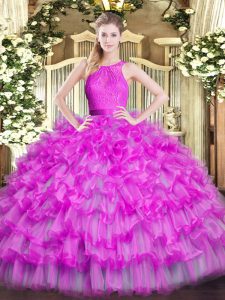 Romantic Sleeveless Zipper Floor Length Ruffled Layers Sweet 16 Dresses