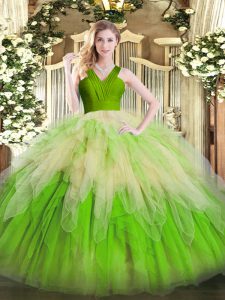 Custom Designed Ruffles Quinceanera Gowns Multi-color Zipper Sleeveless Floor Length