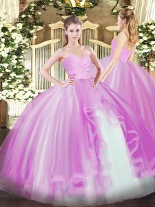 Floor Length Lilac Quinceanera Gown Sweetheart Sleeveless Lace Up