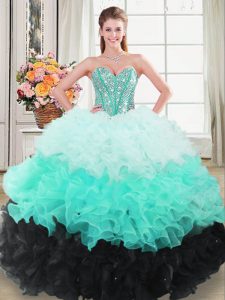 Free and Easy Multi-color Sweetheart Neckline Beading and Ruffled Layers 15th Birthday Dress Sleeveless Lace Up