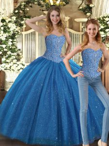 Dramatic Teal Sweetheart Neckline Beading 15th Birthday Dress Sleeveless Lace Up