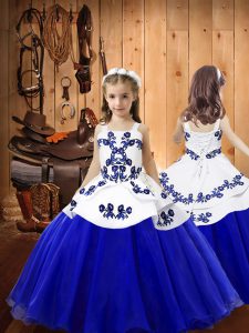 Blue Sleeveless Organza Lace Up Kids Formal Wear for Sweet 16 and Quinceanera