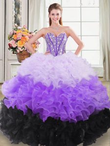 Dramatic Multi-color Sweetheart Lace Up Beading and Ruffles Sweet 16 Dresses Sleeveless