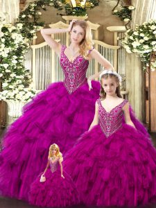 Luxury Floor Length Ball Gowns Sleeveless Red Sweet 16 Dresses Lace Up