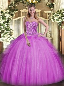 Latest Floor Length Ball Gowns Sleeveless Fuchsia Vestidos de Quinceanera Lace Up