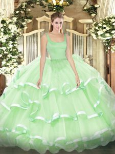 Floor Length Ball Gowns Sleeveless Apple Green Ball Gown Prom Dress Zipper