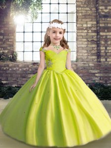 Sleeveless Beading Lace Up Little Girl Pageant Dress