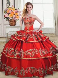 Artistic Floor Length Red Vestidos de Quinceanera Sweetheart Sleeveless Lace Up