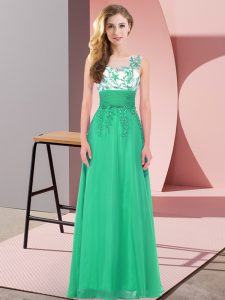 Low Price Turquoise Vestidos de Damas Wedding Party with Appliques Scoop Sleeveless Backless