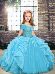 Best Sleeveless Beading and Ruffles Lace Up Child Pageant Dress