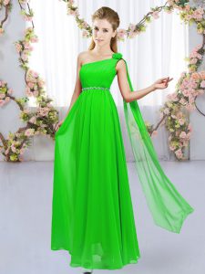 Superior Sleeveless Beading and Hand Made Flower Floor Length Quinceanera Dama Dress