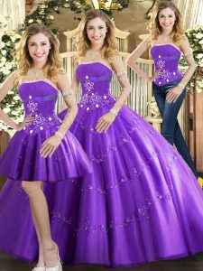 Charming Purple Sleeveless Beading Floor Length Sweet 16 Quinceanera Dress