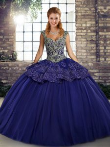 Flirting Purple Sleeveless Beading and Appliques Floor Length Sweet 16 Quinceanera Dress