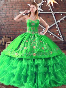 Fashion Orange Red Quinceanera Dresses Sweet 16 and Quinceanera with Embroidery Sweetheart Sleeveless Lace Up