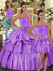 Sexy Lilac Sleeveless Floor Length Ruffled Layers Backless Ball Gown Prom Dress