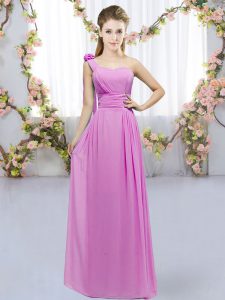 Chiffon Sleeveless Floor Length Dama Dress and Hand Made Flower