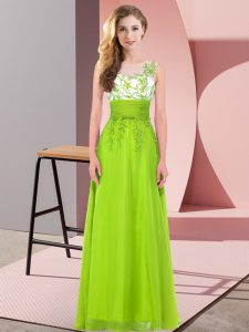 Yellow Green Sleeveless Chiffon Backless Dama Dress for Wedding Party